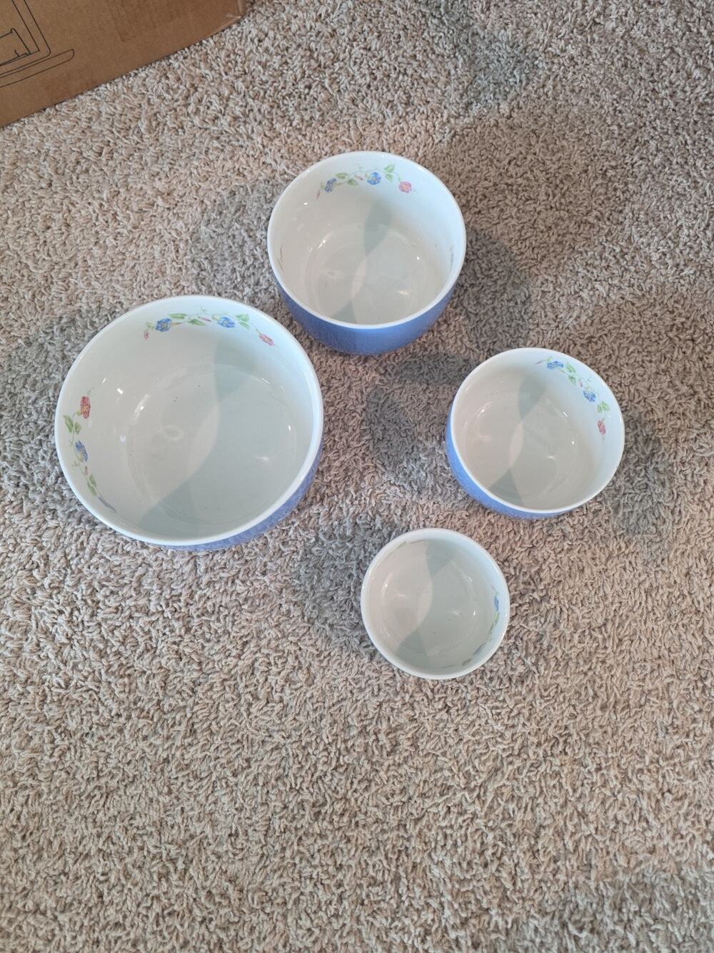 4-VINTAGE HALL'S MORNING GLORY STRAIGHT SIDED MIXING BOWLS SUPERIOR QUALITY